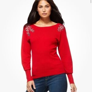 Sophia Vergara Women’s Red Embellished Sweater Size XXXL/3X NEW